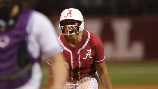 Ashley Prange celebrates a go-ahead RBI single vs. Northwestern (May 27, 2023)