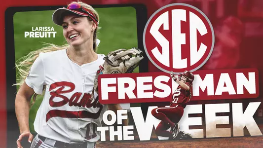 Larissa Preuitt SEC Freshman of the Week Graphic (May 8, 2023)