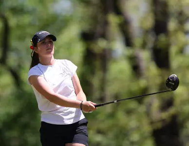 Benedetta Moresco stares down her drive at the SEC Championships