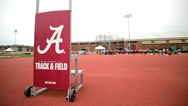 Track with a sign that says Alabama Crimson Tide Track & Field