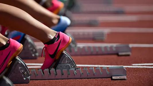 Feet lined up to start a race