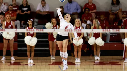 Callie Kieffer prepares to serve.