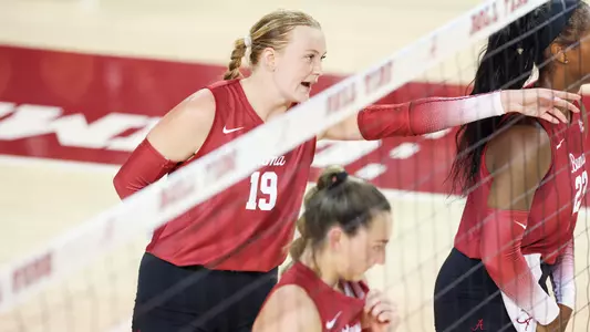 Kendyl Reaugh stands in front of the net.