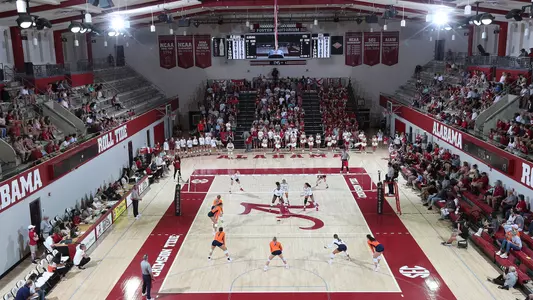 Court at Foster Auditorium during a volleyball game