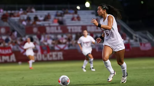 Alabama soccer player Sasha Pickard (6) in action against DePaul at University of Alabama Soccer Complex in Tuscaloosa, AL on Thursday, Aug 17, 2023.