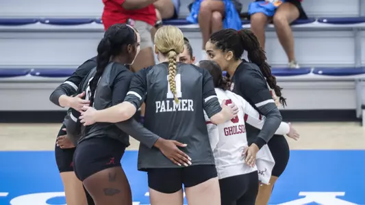 Alabama volleyball team huddle vs. Ole Miss (Sept. 22, 2023)