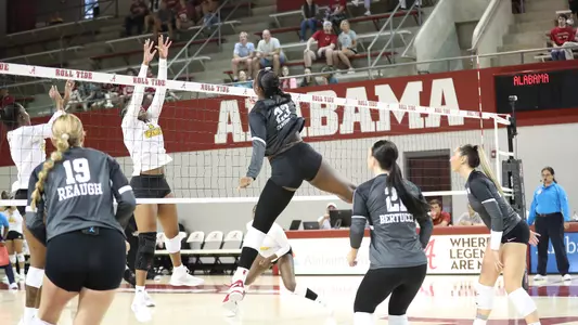 Chaise Campbell spiking the ball.