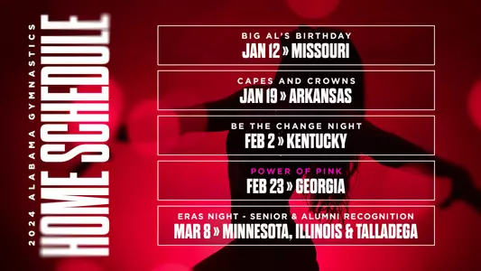 2024 Alabama Gymnastics Home Schedule