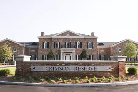 Front exterior with the Crimson Reserve sign