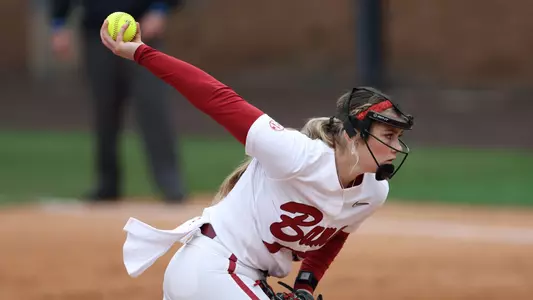 Alabama softball player Jocelyn Briski pitches against Georgia Tech.
