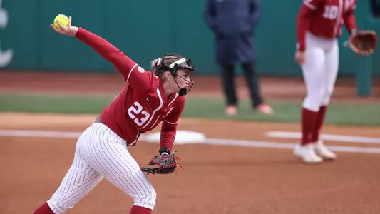 Alabama softball player Jocelyn Briski pitches against UVA.
