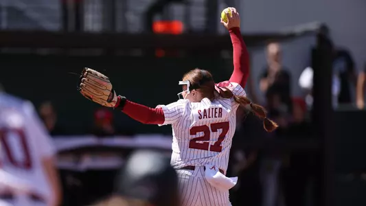 Alabama softball pitcher Alex Salter takes the circle against Georgia.