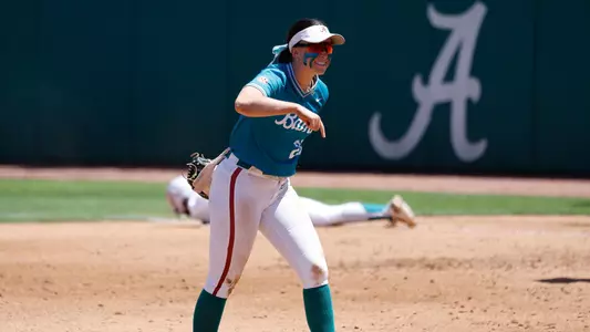 Alabama softball player Kali Heivilin (22) playing second base against Texas A&M.