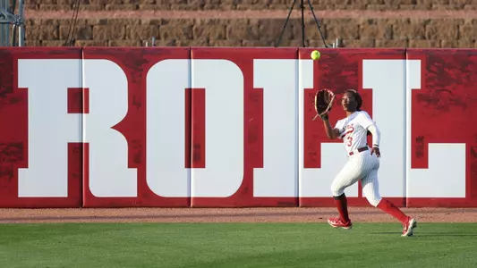 Alabama softball player Kristen White (3) in centerfield in the third game against Texas A&M.