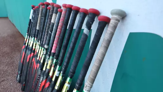 Bats lined up against a wall pregame vs. Samford (March 19, 2024)