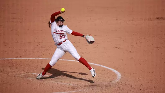Alabama softball pitcher Alea Johnson (55) takes the circle against Ole Miss in the fifth inning.