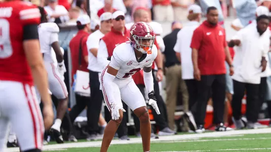 Zabien Brown waits for the snap