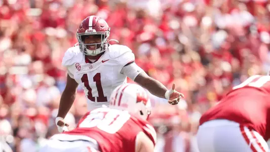 Jihaad Campbell communicates with his teammates