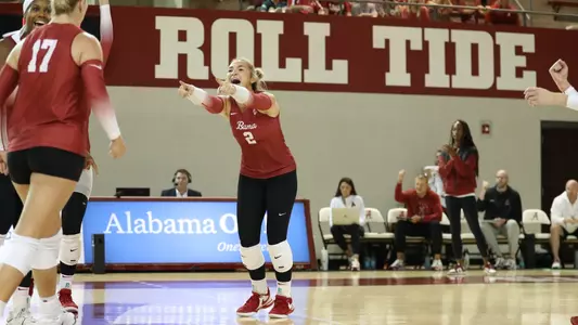 Callie Kieffer (2) celebrates after a point vs. UT Martin (Aug. 31, 2024)