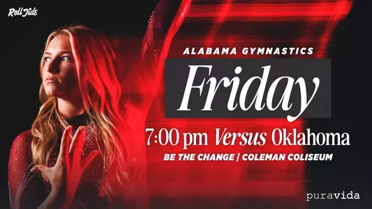 Alabama Gymnastics vs Oklahoma Met Week graphic
