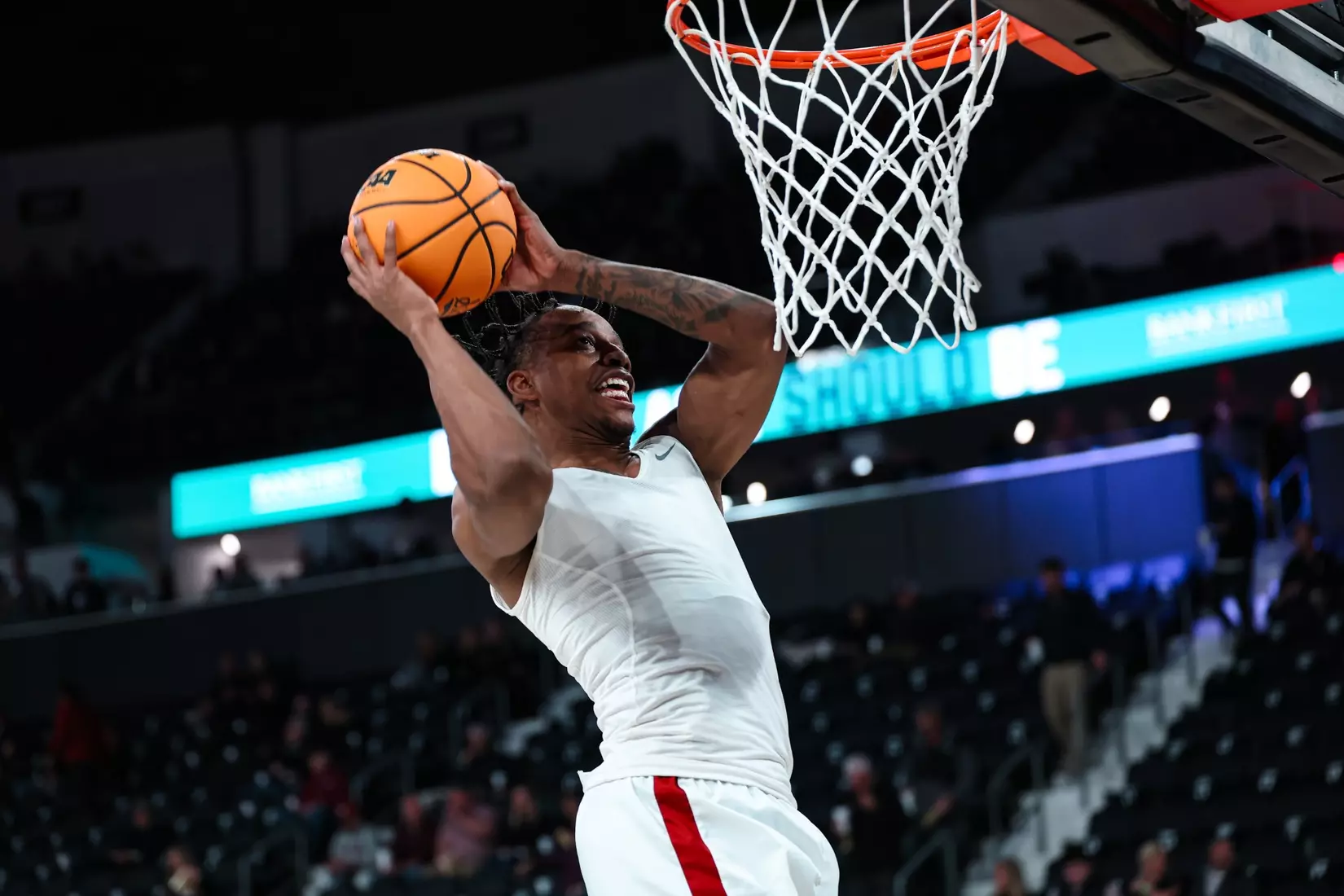 Alabama forward Derrion Reid, aged 35, attempts a layup against Mississippi State University at Humphrey Coliseum in Starkville, Mississippi, on Wednesday, January 29, 2025.