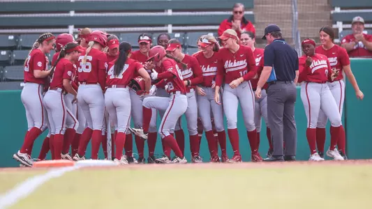 Lauren Johnson (88) stomps on home plate surrounded by her teammates after a home run vs. Copiah-Lincoln (Oct. 24, 2025)