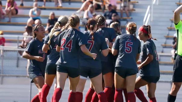 Alabama soccer celebrates goal