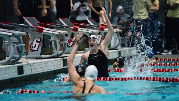 Gaby Van Brunt celebrates