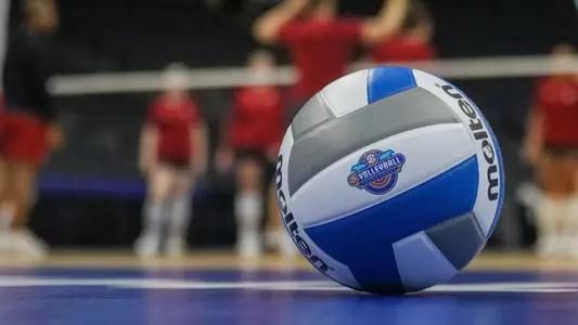 A volleyball with the SEC Tournament logo on it