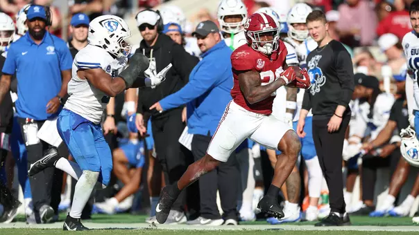 Alabama Running Back Jam Miller (26) runs down field against Eastern Illinois at Bryant-Denny Stadium in Tuscaloosa, AL on Saturday, Nov 22, 2025.
