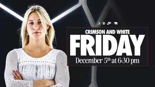 alabama gymnastics crimson and white preview graphic