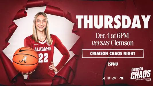 Alabama WBB vs. Clemson Thursday