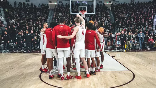 Men's Basketball Huddle at Miss State