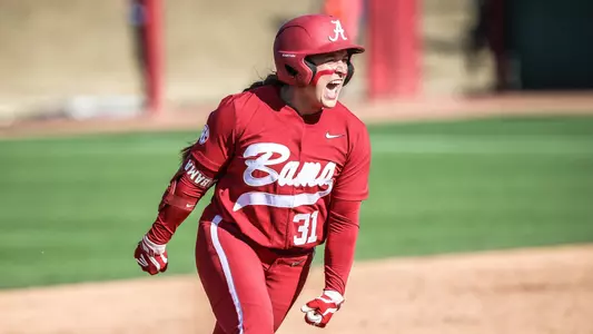 Alexis Pupillo (31) celebrates rounding second after a home run vs. UAB (March 2, 2025)