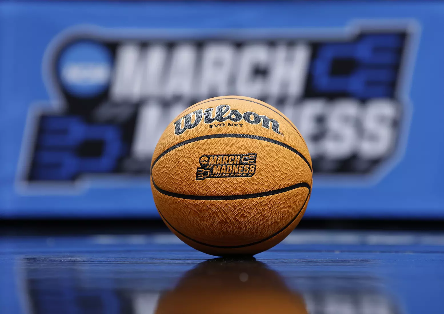 A practice ball sits on the floor Rocket Arena in Cleveland, OH on Saturday, Mar 22, 2025.