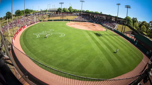 Aerial shot of a sold out Rhoads Stadium vs. Oklahoma (April 12, 2025)
