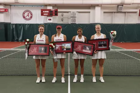 The Alabama Women’s Tennis Team honors senior athletes at The University of Alabama Tennis Stadium in Tuscaloosa, AL on Sunday, Apr 6, 2025.