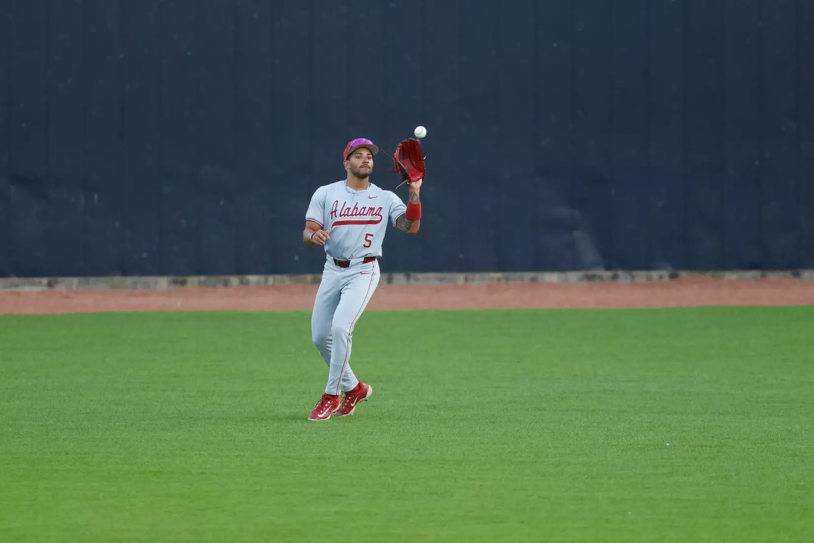 Alabama Baseball Player Richie Bonomolo Jr. (5) fields the ball against Troy at Riddle-Pace Field in Troy, AL on Tuesday, May 6, 2025.
Photo by Robert Sutton