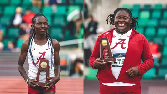 Alabama Track and Field Brenda Tuwei and Mye'Joi Williams