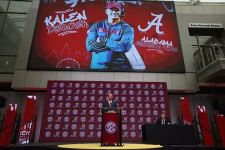 \\ talks to the media SEC Media Day at College Football Hall of Fame and Omni Atlanta Hotel at Centennial Park in Atlanta, Ga on Wednesday, Jul 16, 2025.