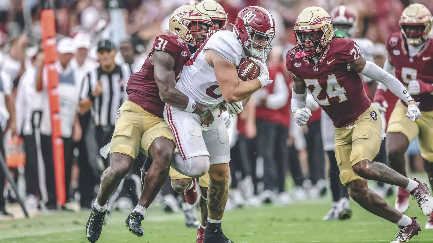 Josh Cuevas catching the ball vs. Florida State