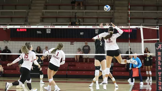Ashby Daniel taking a swing on right side against Wake Forest.