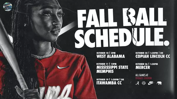 Alabama Softball 2025 Fall Softball Schedule Graphic