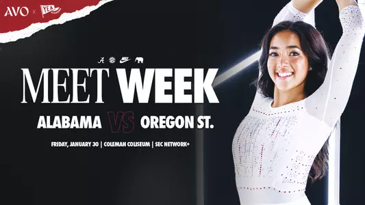 alabama gymnastics meet week graphic oregon state