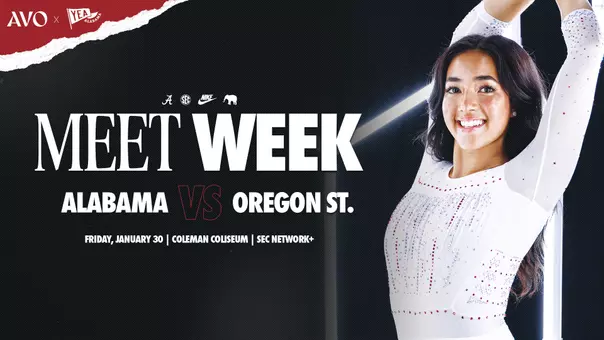 alabama gymnastics meet week graphic oregon state