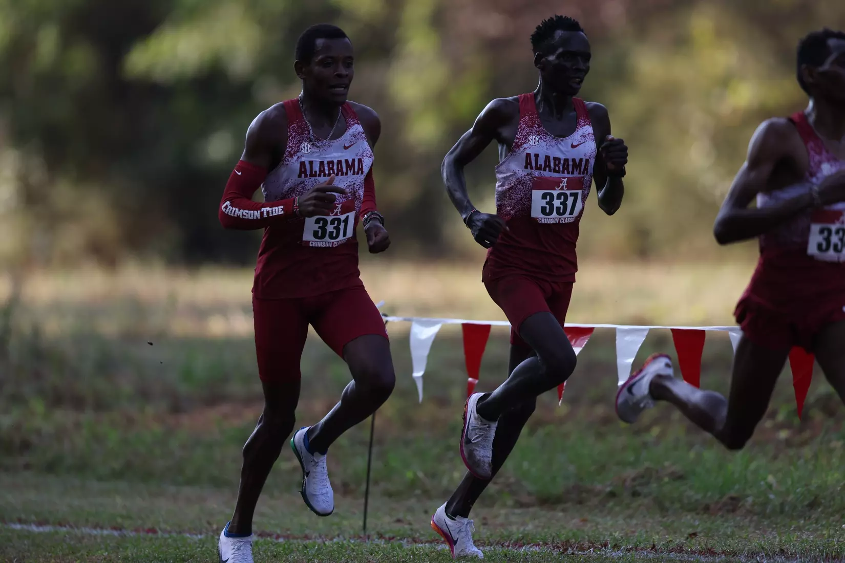 Alabama Track Athlete Duncan Gituku (Cross Country/Distance) and Alabama Track Athlete Dismus Lokira (Cross Country/Distance) in action during the Crimson Classic at Harry Pritchett Running Park in Tuscaloosa, AL on Friday, Oct 16, 2026.