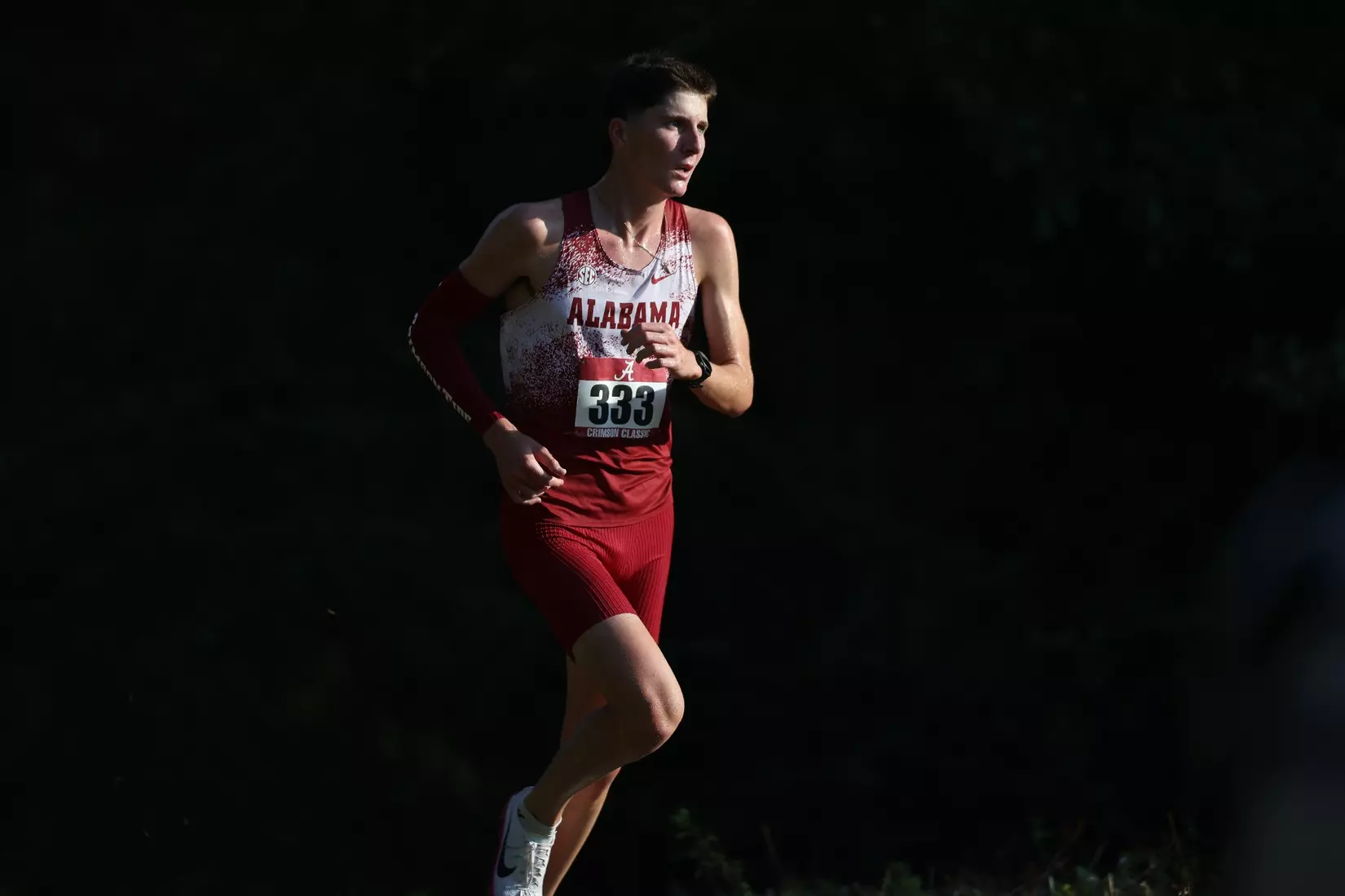 Alabama Track Athlete Jackson Hogsed (Cross Country/Distance) in action during the Crimson Classic at Harry Pritchett Running Park in Tuscaloosa, AL on Friday, Oct 16, 2026.