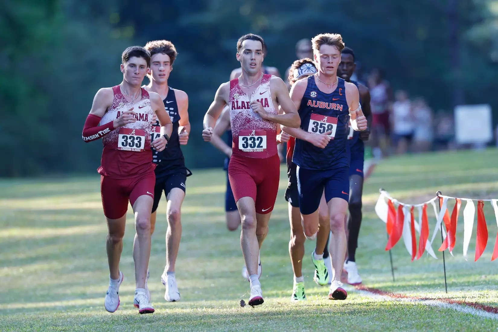 Alabama Track Athlete Jackson Hogsed (Cross Country/Distance) and Alabama Track Athlete Jackson Harris (Cross Country/Distance) in action during the Crimson Classic at Harry Pritchett Running Park in Tuscaloosa, AL on Friday, Oct 16, 2026.