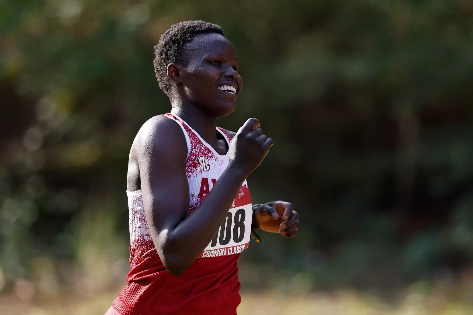 Alabama Track Athlete Sharon Kipchumba (Cross Country/Distance) in action during the Crimson Classic at Harry Pritchett Running Park in Tuscaloosa, AL on Friday, Oct 16, 2026.
