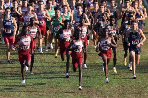 The University of Alabama Men's Track and Field Team in action during the Crimson Classic at Harry Pritchett Running Park in Tuscaloosa, AL on Friday, Oct 16, 2026.